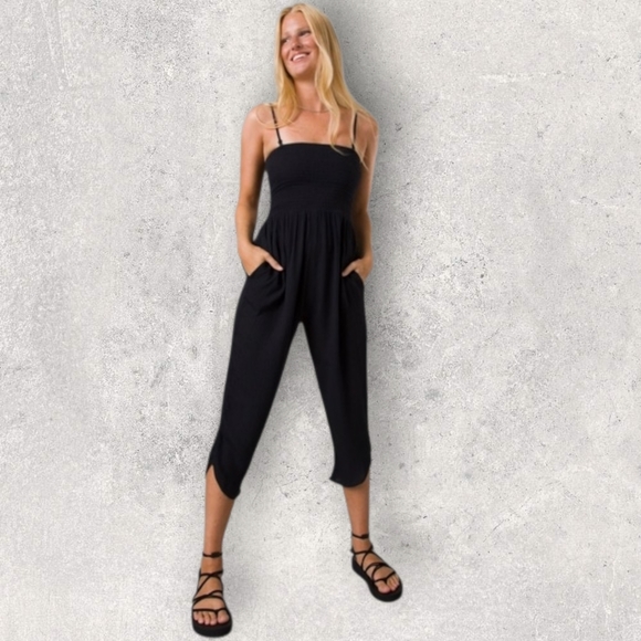 Prana Pants - 🔴 3/$15 Prana Fernie Jumpsuit Black Strappy Cropped Length S